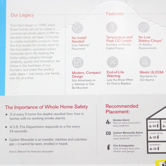 First Alert 10-Year Battery-operated Carbon Monoxide Detector Brand New / Sealed - Picture 9 of 10